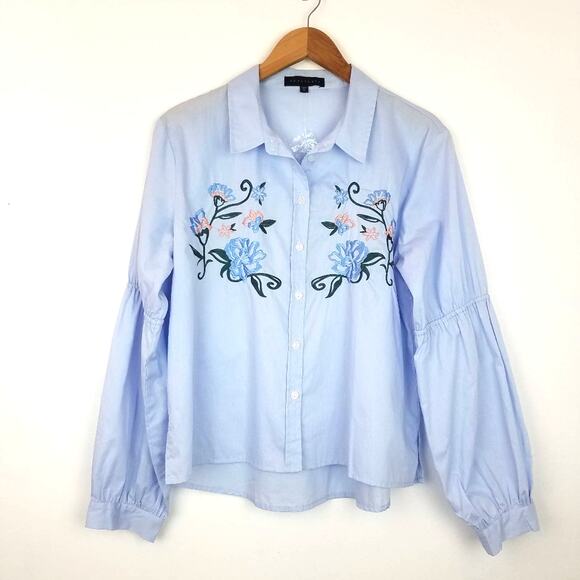 Sanctuary | Button Down Blouse Embroidered Blue - Picture 6 of 6